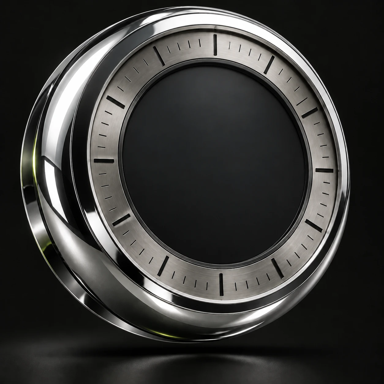 Sculptural clock in polished chrome